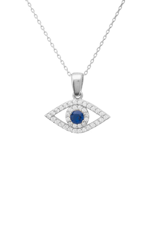 Latelita London Evil Eye Silver & Blue Zircon Necklace